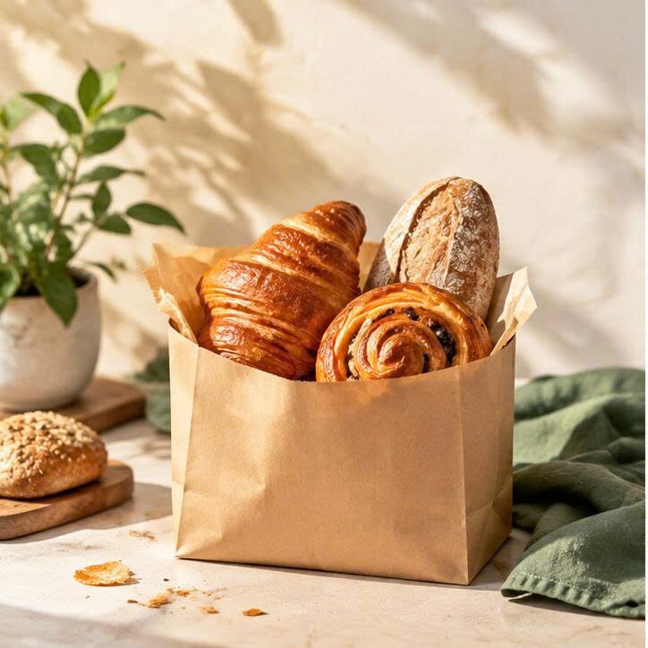 Mini Bag — túi giấy nhỏ với bánh mì và bánh ngọt